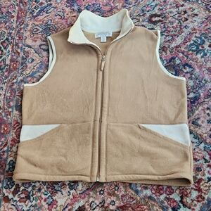 Tan and Cream Women's Fleece Vest